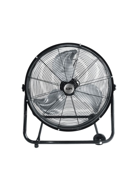 Ventilador industrial de suelo, con ruedas, negro 180 w, aspas ø60 x 70 cm