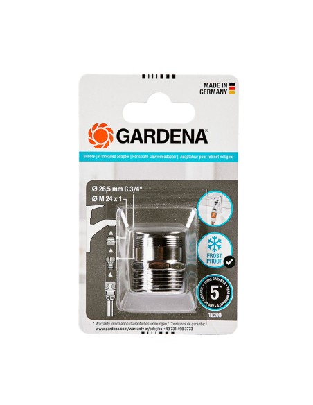 Adaptador rosca para conexion al grifo de cocina. macho ø26,5mm (3/4) a macho m24x1mm. gardena