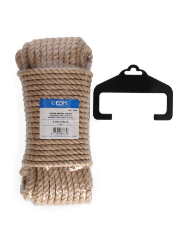 Cuerda yute natural 3 cabos calibre 8 mm x 20 m