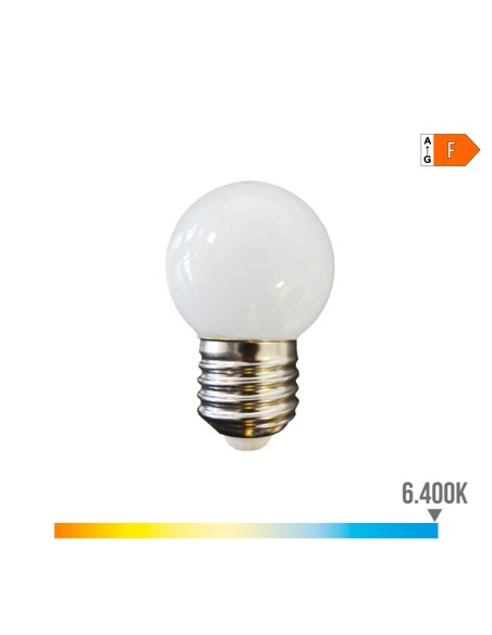 Bombilla esferica led e27 1,5 w 130 lm 6400 k luz fria ø45 x 69 mm