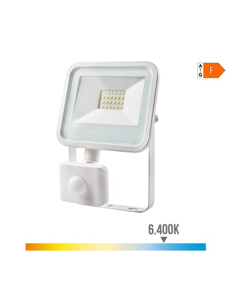 Foco proyector led con sensor de presencia 20 w 1520 lm 6400 k luz fria 12,4 x 4,5 x 15,8 cm
