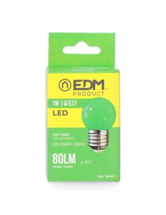 Bombilla esferica led e27 1 w 80 lm luz verde ø45 x 69 mm 2