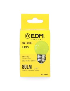 Bombilla esferica led e27 1 w 80 lm luz amarilla ø45 x 69 mm 2