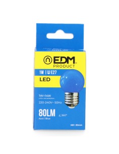 Bombilla esferica led e27 1 w 80 lm luz azul ø45 x 69 mm 2