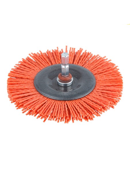 Cepillo de disco de nylon, vástago hexagonal 1/4" ø100x10mm 1502000 wolfcraft
