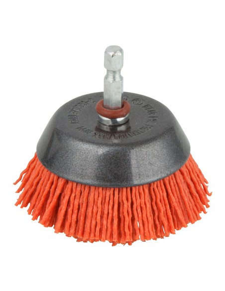 Cepillo de copa de nylon, vástago hexagonal 1/4" (6,35mm)  ø65 mm