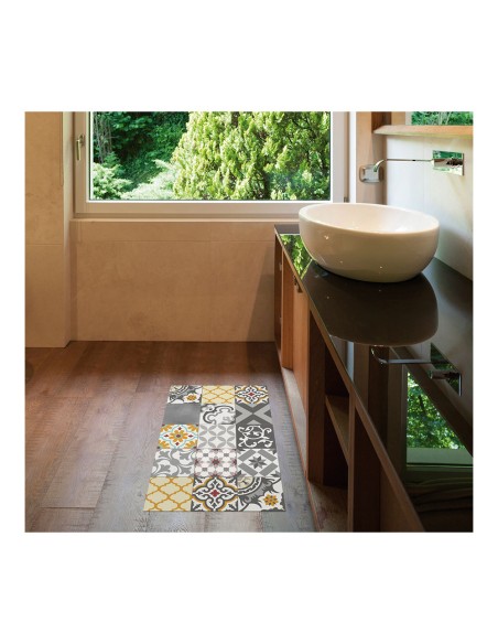 Alfombra vinilica croma patch gris-ambar 45 x 75 cm