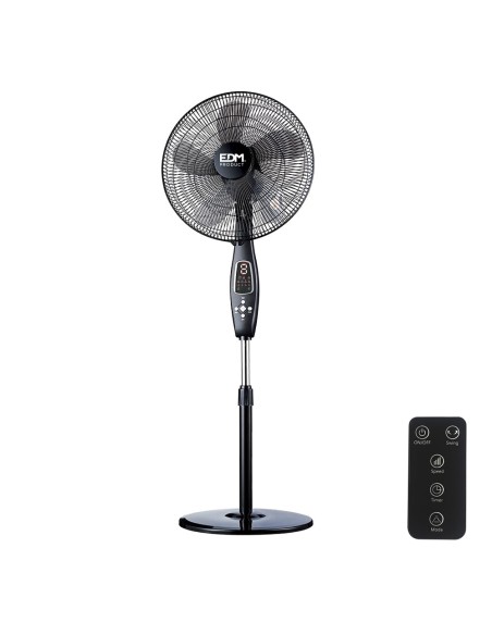 Ventilador de pie mando a distancia, negro, potencia 60 w, aspas ø40 cm, altura regulable 110-130 cm