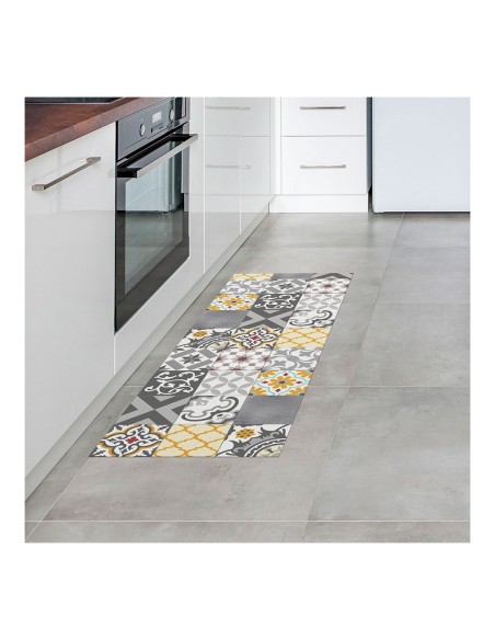 Alfombra vinilica croma patch gris-ambar 50 x 140 cm