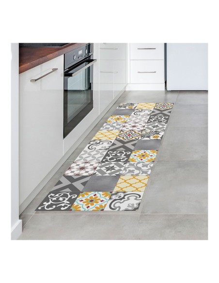 Alfombra vinilica croma patch gris-ambar 60 x 200 cm