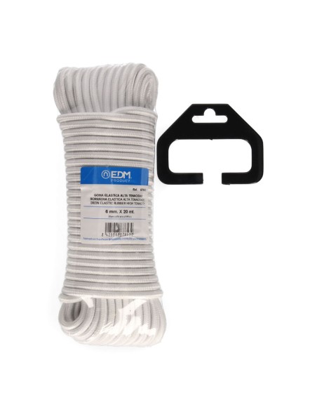 Cuerda de goma elástica blanca calibre 6 mm x 20 m