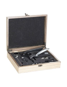 Box de madera sommelier 9 piezas