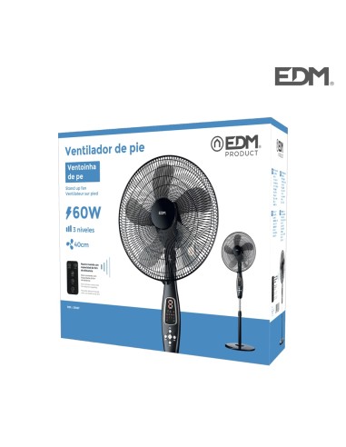Ventilador de pie mando a distancia, negro,...