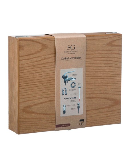 Box de madera sommelier 9 piezas