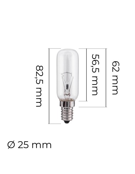 Bombilla incandescente tubular transparente 25 w e14