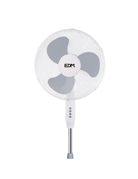 Ventilador de pie, blanco, potencia 45 w, aspas ø40 cm, altura regulable 105-125 cm