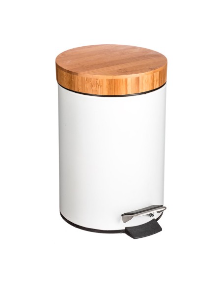 Papelera pedal bambu-blanco 3 l