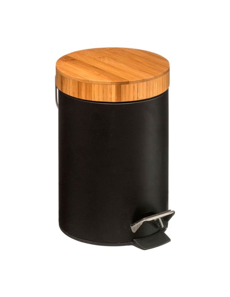 Papelera pedal bambu-negro 3 l