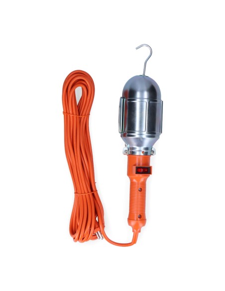Lampara portatil con interruptor y gancho metalico. e-27 (5m de cable)