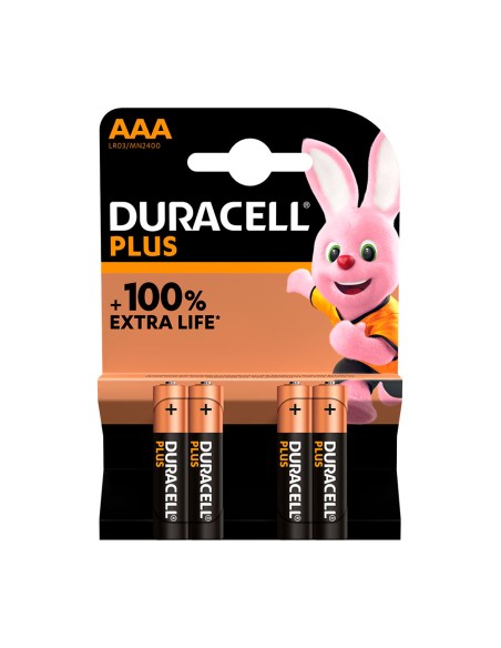 Pila alkalina duracell plus power aaa - lr03 1,5v (blister 4 unid.) ø10,5x44,5mm