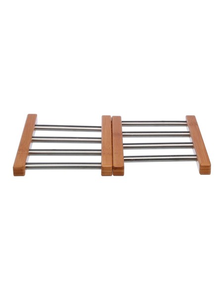 Salvamantel extensible de bambu e inoxidable