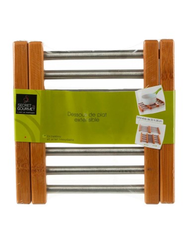 Salvamantel extensible de bambu e inoxidable