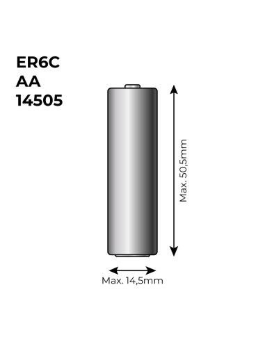 Pila de litio er6c - aa 3,6v (mod. 14505) 260 0mah ø14,5 x 50,5 mm