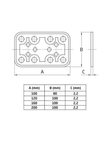 Placa 504-120x100mm acero bicromatado (s) 12126...