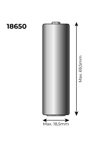 Pila de litio recargable 3,7v 2200mah (recambio ref: 36100/36105/36115/70390) mod: 18650 ø18´5mm x 69´5mm