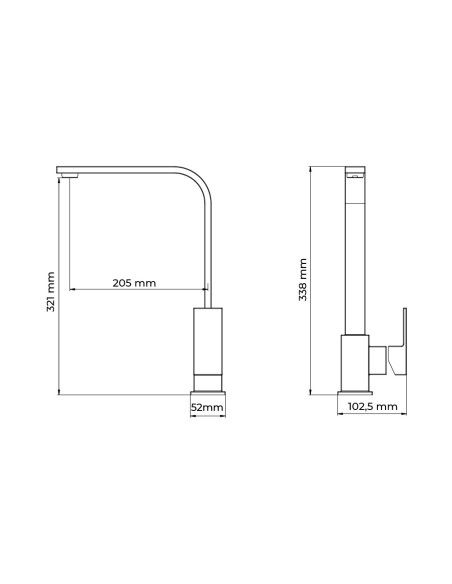 Grifo monomando de cocina caño alto serie getaria