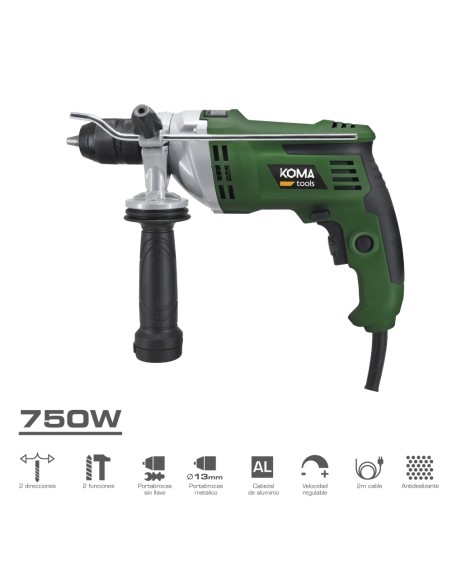 Taladro percutor 750 w 31,5 x 12 x 22 cm