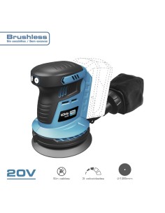 Lijadora excentrica 20 v brushless (sin batería ni cargador) 13x30x15cm