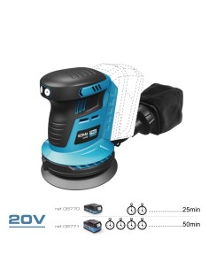 Lijadora excentrica 20 v brushless (sin batería ni cargador) 13x30x15cm 2