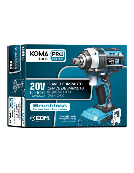 Llave de impacto 20 v brushless 280 nm (sin batería ni cargador)