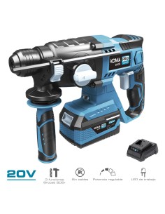 Kit maletin martillo perforador 20 v con 1 bateria 4.0a. y cargador 08772 30x19.5cm