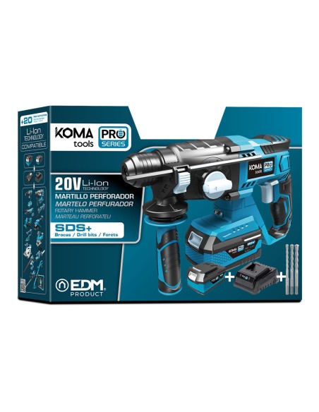 Kit maletin martillo perforador 20 v con 1 bateria 4.0a. y cargador 08772 30x19.5cm