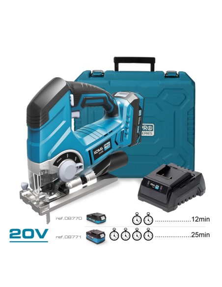 Kit maletin sierra caladora 20 v con 1 bateria 2.0a y cargador 08772. 23x21,5cm