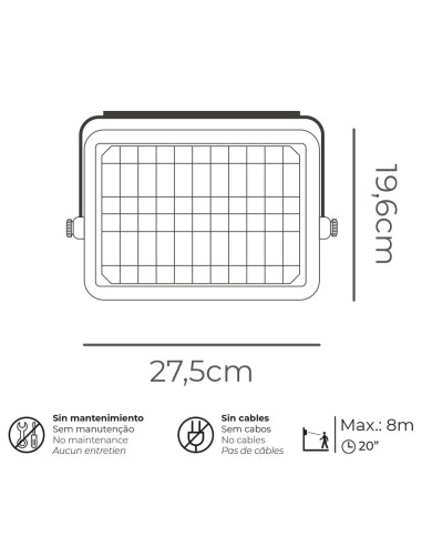 Aplique solar 10w 1150lm recargable. sensor...