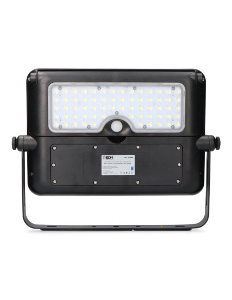 Aplique solar 10w 1150lm recargable. sensor presencia (2-8m) color negro 27,5x19,6cm edm