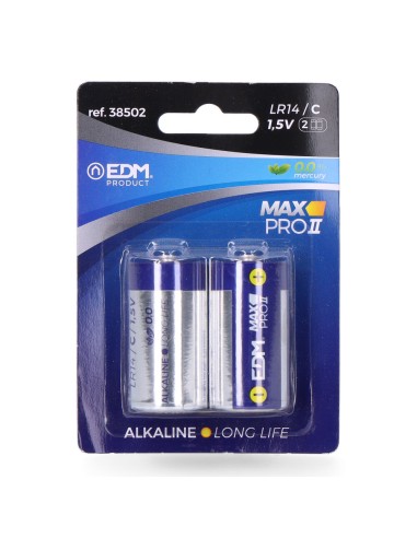 Pila alkalina long life c max pro ii- lr14 1,5v (blister 2 uds) ø26,2 x 50 mm
