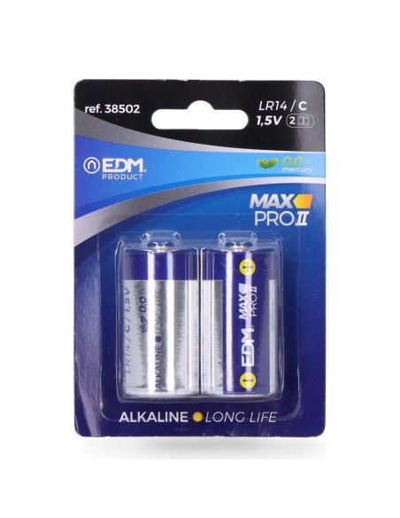 Pila alkalina long life c max pro ii- lr14 1,5v (blister 2 uds) ø26,2 x 50 mm