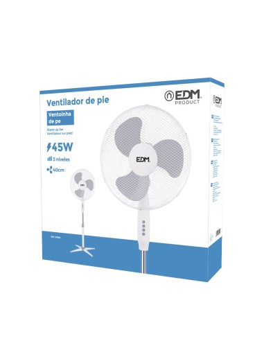 Ventilador de pie, blanco, potencia 45 w, aspas...