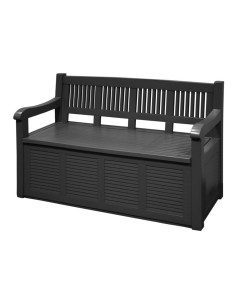 Banco de jardin salzburg color gris oscuro 130 x 60 x 85 cm con cajón de almacenaje 280 l