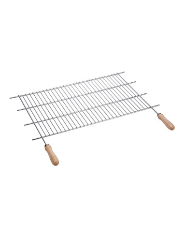 Parrilla para barbacoa de zinc. 80x40cm asas de madera sauvic