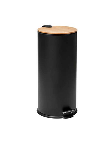 Papelera pedal bambu-negro 30 l