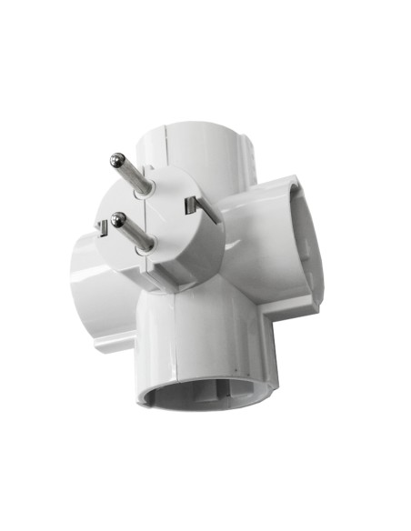 Adaptador cuádruple 2p+t, 16a 250v~ entrada lateral, blanco (retractilado)