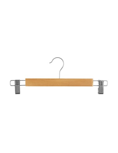 Perchas metalica detalle madera para pantalon 33,5 x 12 cm, 3 uds