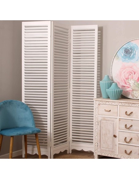 Biombo madera color blanco 170x119cm