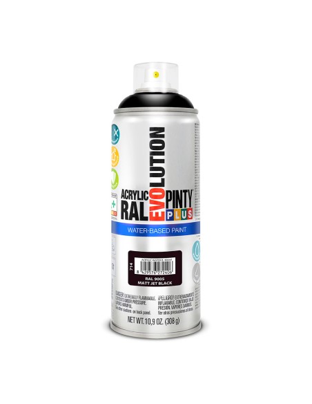Pintura en spray pintyplus evolution water-based 520 cc ral 9005 negro intenso mate