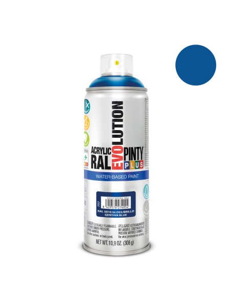 Pintura en spray pintyplus evolution water-based 520 cc ral 5010 azul genziana